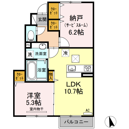 広島市安佐北区亀山のアパートの間取り