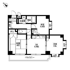 武蔵村山市三ツ藤のマンションの間取り