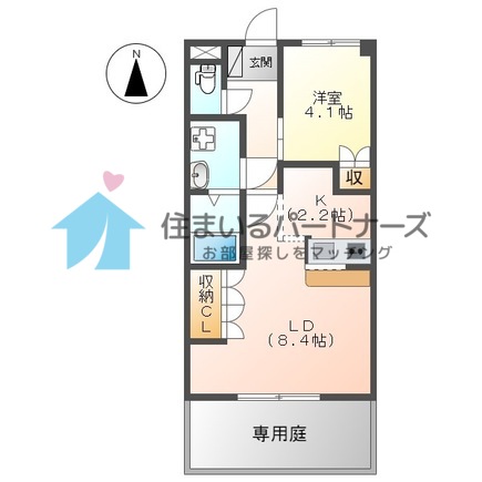 久留米市北野町今山のマンションの間取り