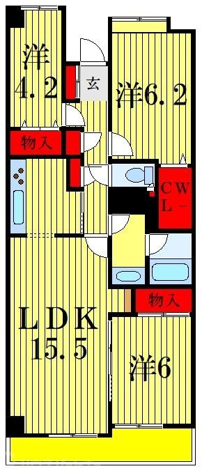 市川市南大野のマンションの間取り