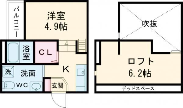 神戸市灘区浜田町のアパートの間取り