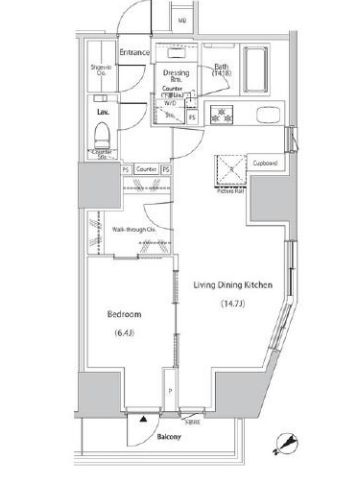 新宿区市谷田町のマンションの間取り