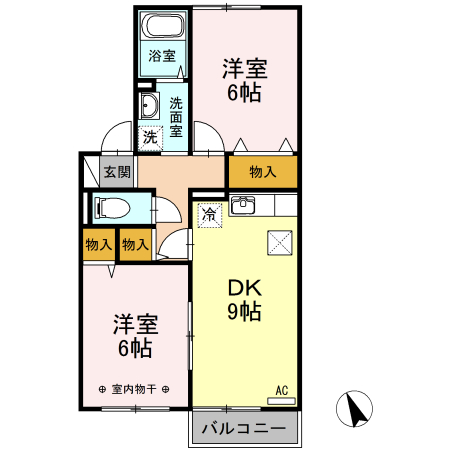 中央市東花輪のアパートの間取り