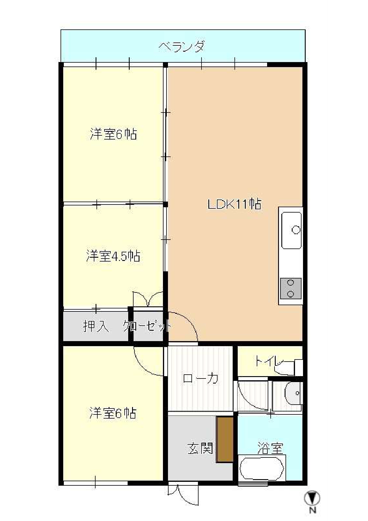 京町台ハイツの間取り