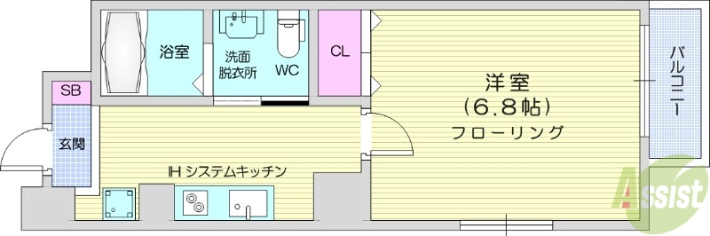 仙台市青葉区堤通雨宮町のマンションの間取り