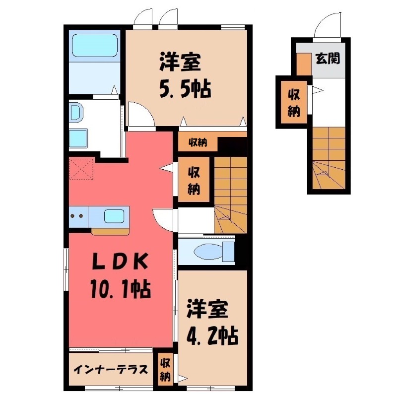 太田市由良町のアパートの間取り