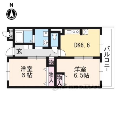 京都市山科区椥辻番所ケ口町のマンションの間取り