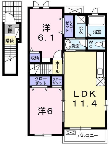 高知市朝倉のアパートの間取り