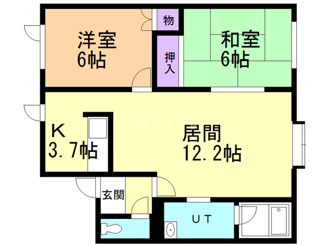 北広島市稲穂町東のアパートの間取り