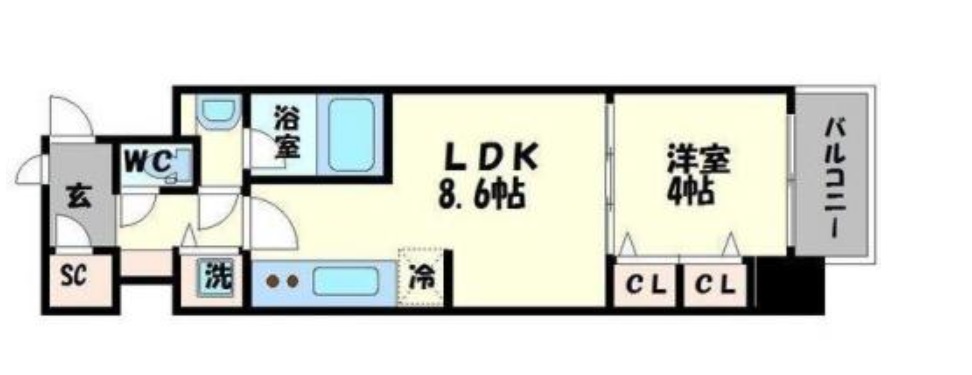 大阪市中央区淡路町のマンションの間取り