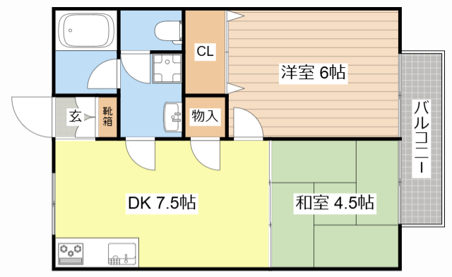 大津市本堅田のアパートの間取り