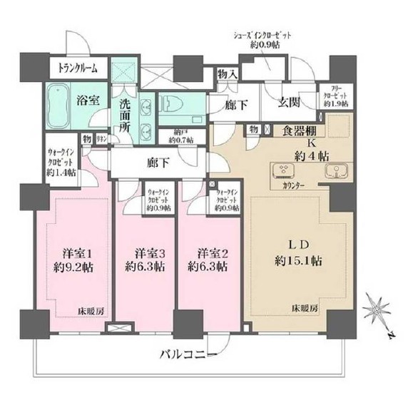 ザ・パークハウス三田ガーデン タワー棟の間取り写真