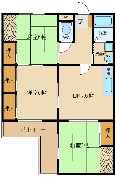 姫路市香寺町広瀬のマンションの間取り