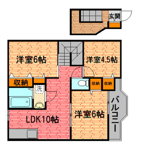 広島市東区牛田東のアパートの間取り