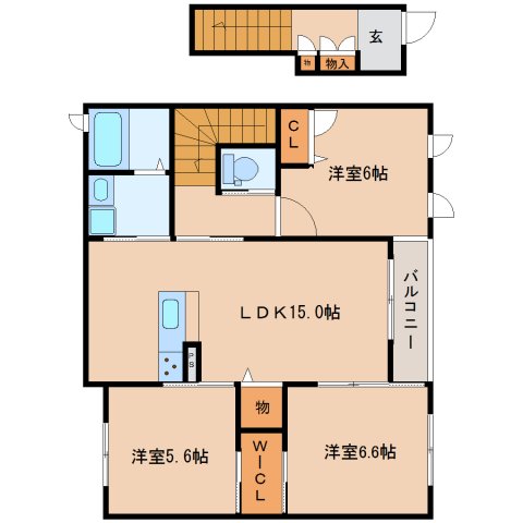 橿原市地黄町のアパートの間取り