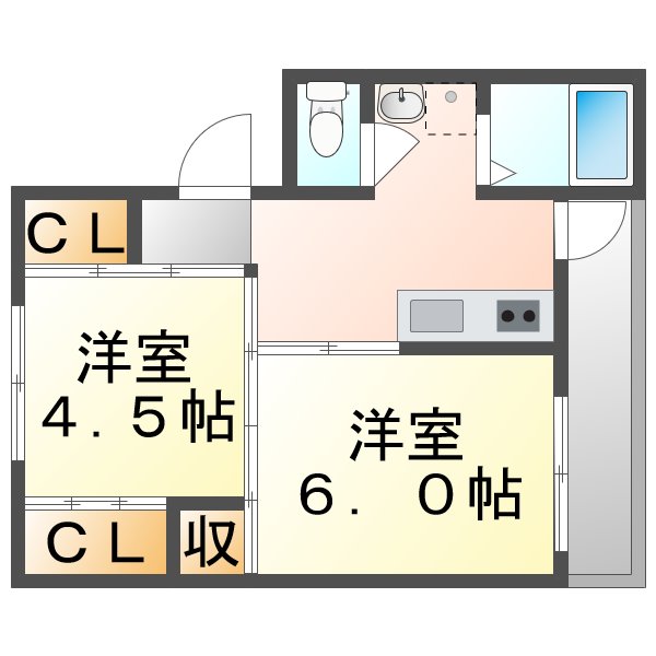 玉野市玉原のマンションの間取り