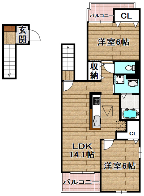 高槻市芝生町のアパートの間取り