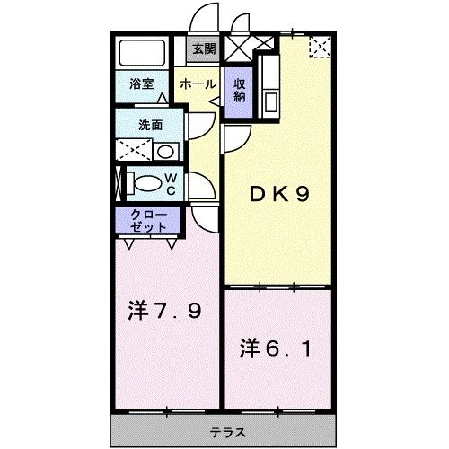 京都市右京区鳴滝藤ノ木町のアパートの間取り