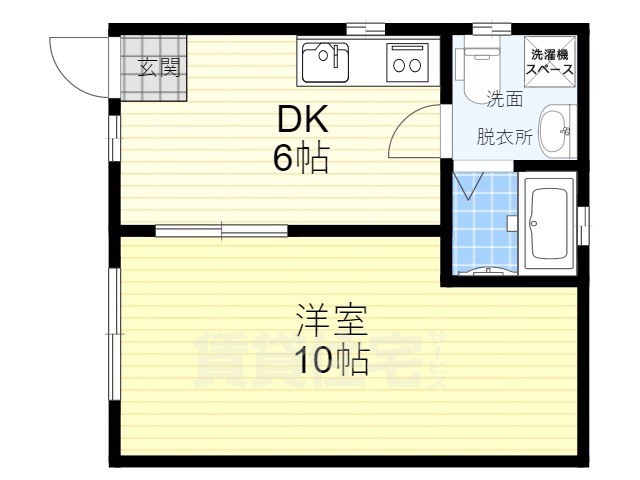 京都市山科区北花山六反田町のアパートの間取り