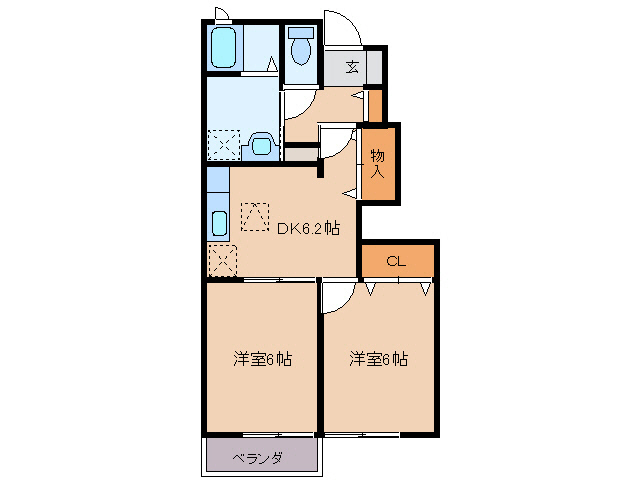 【伊勢市鹿海町のアパートの間取り】