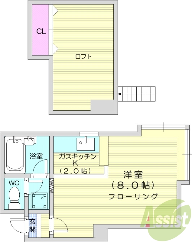 札幌市北区北三十条西のアパートの間取り