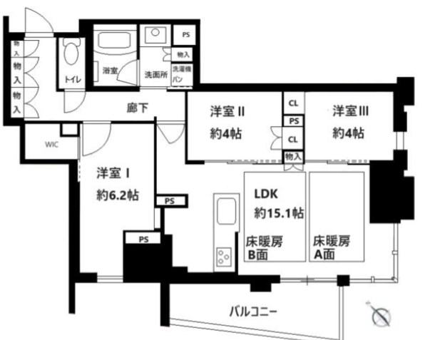 レーベン福岡天神ONE TOWERの間取り