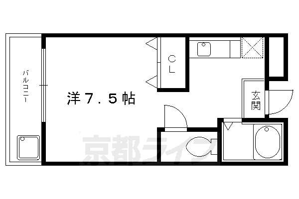 京都市上京区下塔之段町のマンションの間取り