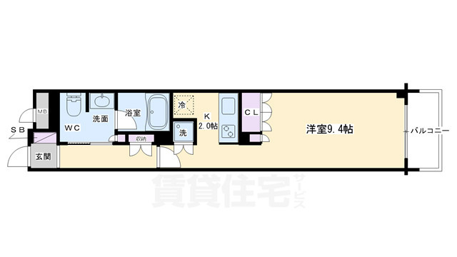 京都市下京区本燈籠町のマンションの間取り