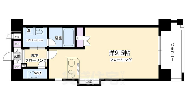 京都市中京区中之町のマンションの間取り