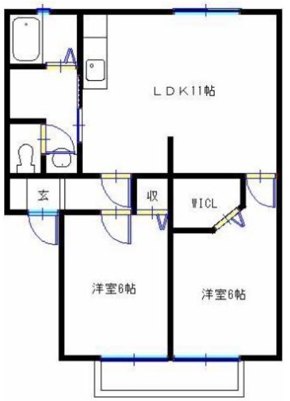 【姫路市下手野のアパートの間取り】