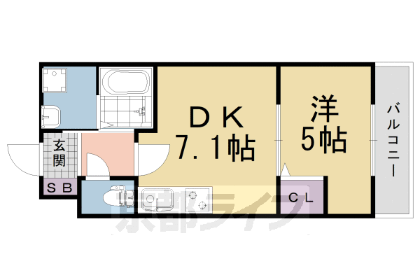 京都市伏見区両替町１２丁目のマンションの間取り