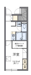 岡山市北区高松のアパートの間取り