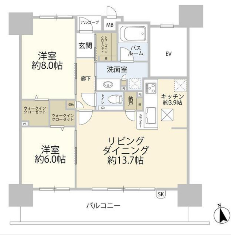 高松市天神前のマンションの間取り