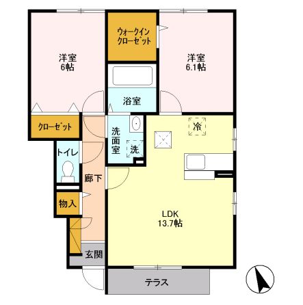 南足柄市広町のアパートの間取り