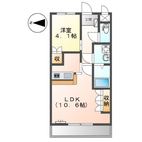 大和高田市東中のアパートの間取り