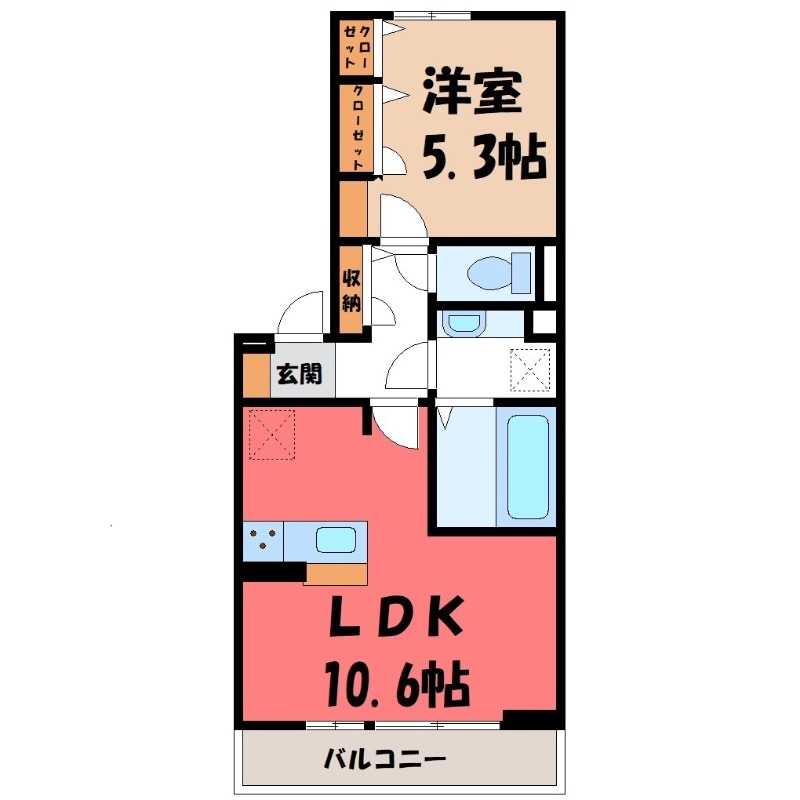 太田市飯田町のアパートの間取り