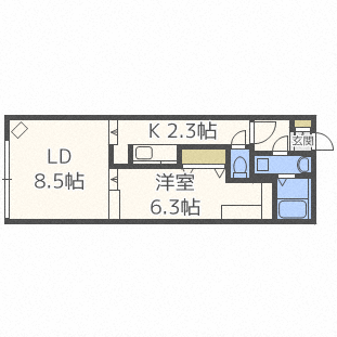 石狩郡当別町末広のマンションの間取り