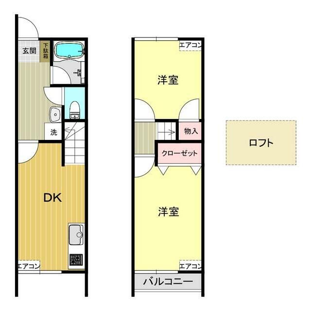 【MTメゾネット　2号棟の間取り】