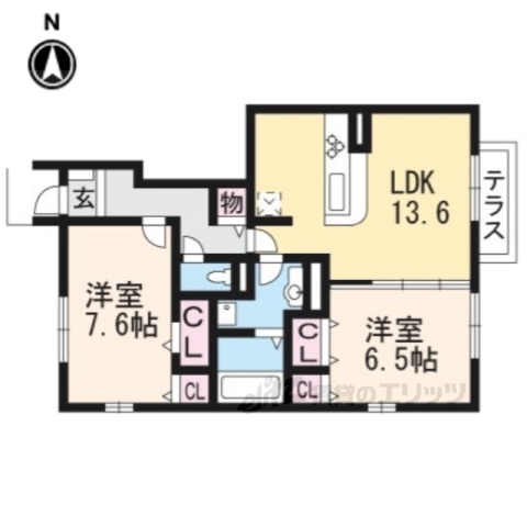 大津市見世のアパートの間取り