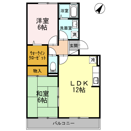 福山市引野町のアパートの間取り