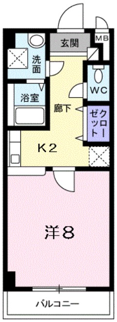 岡山市北区東花尻のマンションの間取り