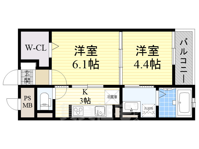 茨木市中穂積のマンションの間取り