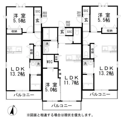 【岡山市中区山崎のアパートの間取り】