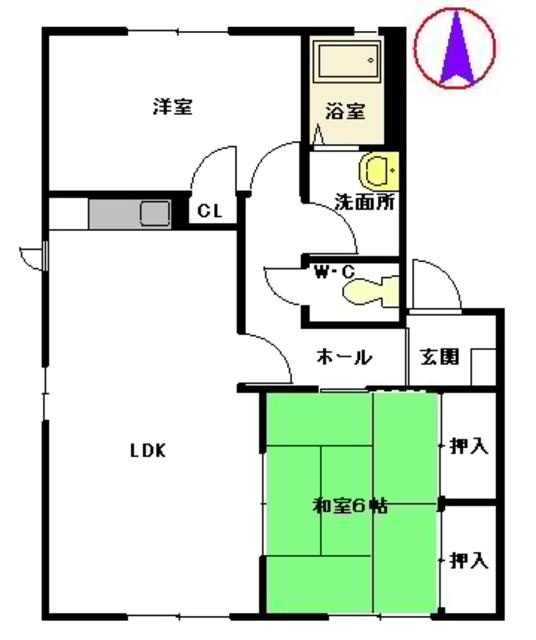 エレガンテ篠栗　Ｂ棟の間取り