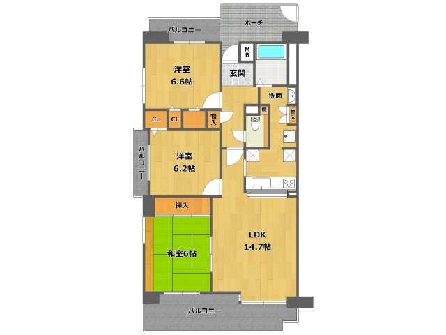 白鷹香枦園マンションの間取り写真