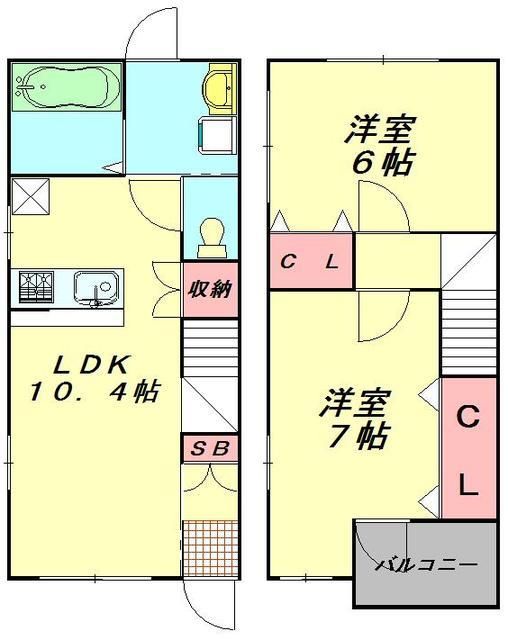 東武東上線 霞ケ関駅 徒歩7分 2階建 築17年の間取り写真