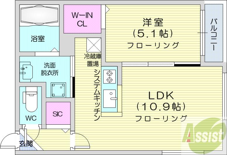 地下鉄東西線 菊水駅 徒歩5分 4階建 築1年の間取り写真