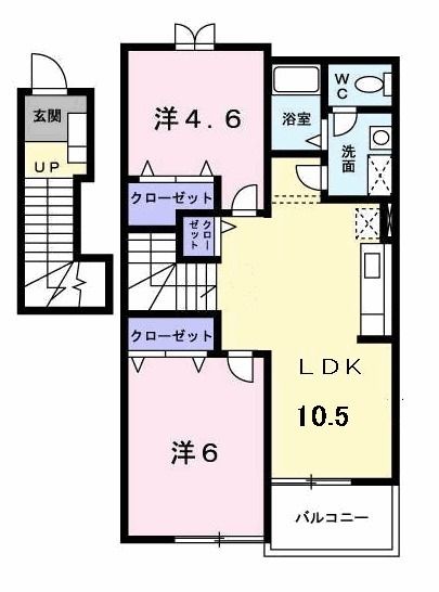 遠賀郡岡垣町東高陽のアパートの間取り