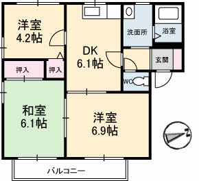 アネックス立岩　B棟の間取り