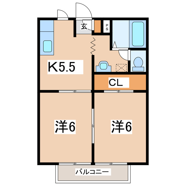 郡山市安積町長久保のアパートの間取り